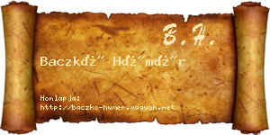 Baczkó Hümér névjegykártya